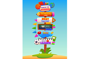 Cartoon school sign board, an Education Illustration by Vector Tradition