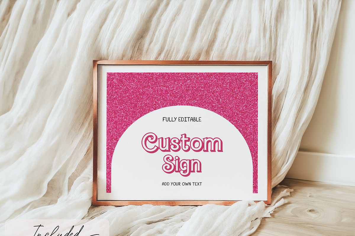 Hot Pink Doll Party Custom Sign, an Invitation Template by Digital_Mind (Photo 2 of 6)