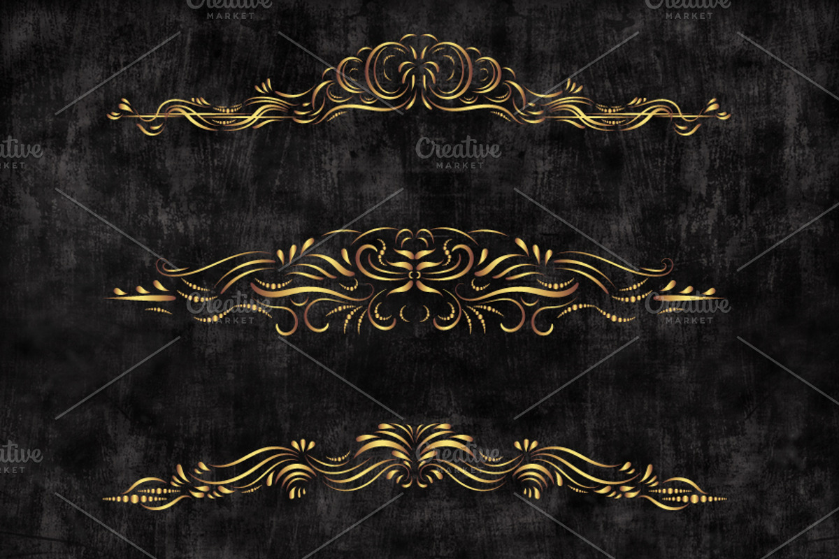 Gold text divider border clip art, a Decorative Illustration by Pravokrugulnik (Photo 2 of 7)