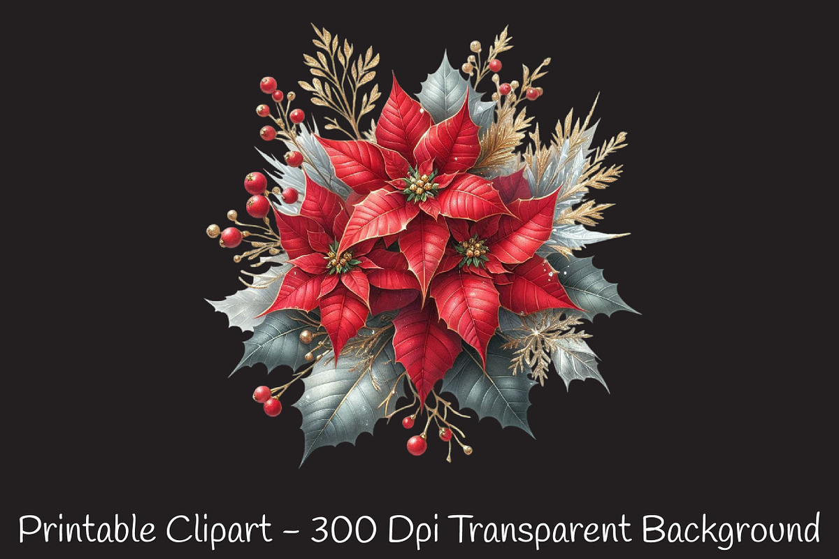 Christmas Flowers Clipart, an Illustration by RobertsArt (Photo 5 of 7)