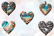 Beach Heart  Clipart Bundle, an Illustration by SVGArt (Thumbnail 5 of 8)