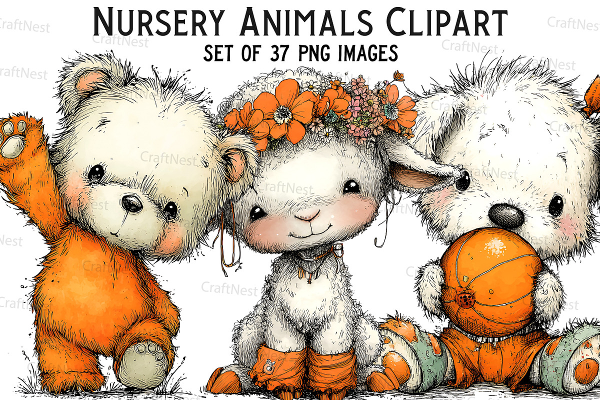 Nursery Animals Clipart, an Illustration by Craft Nest (Photo 1 of 9)