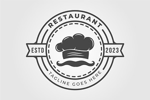 Chef hat, kitchener cap logo vector
