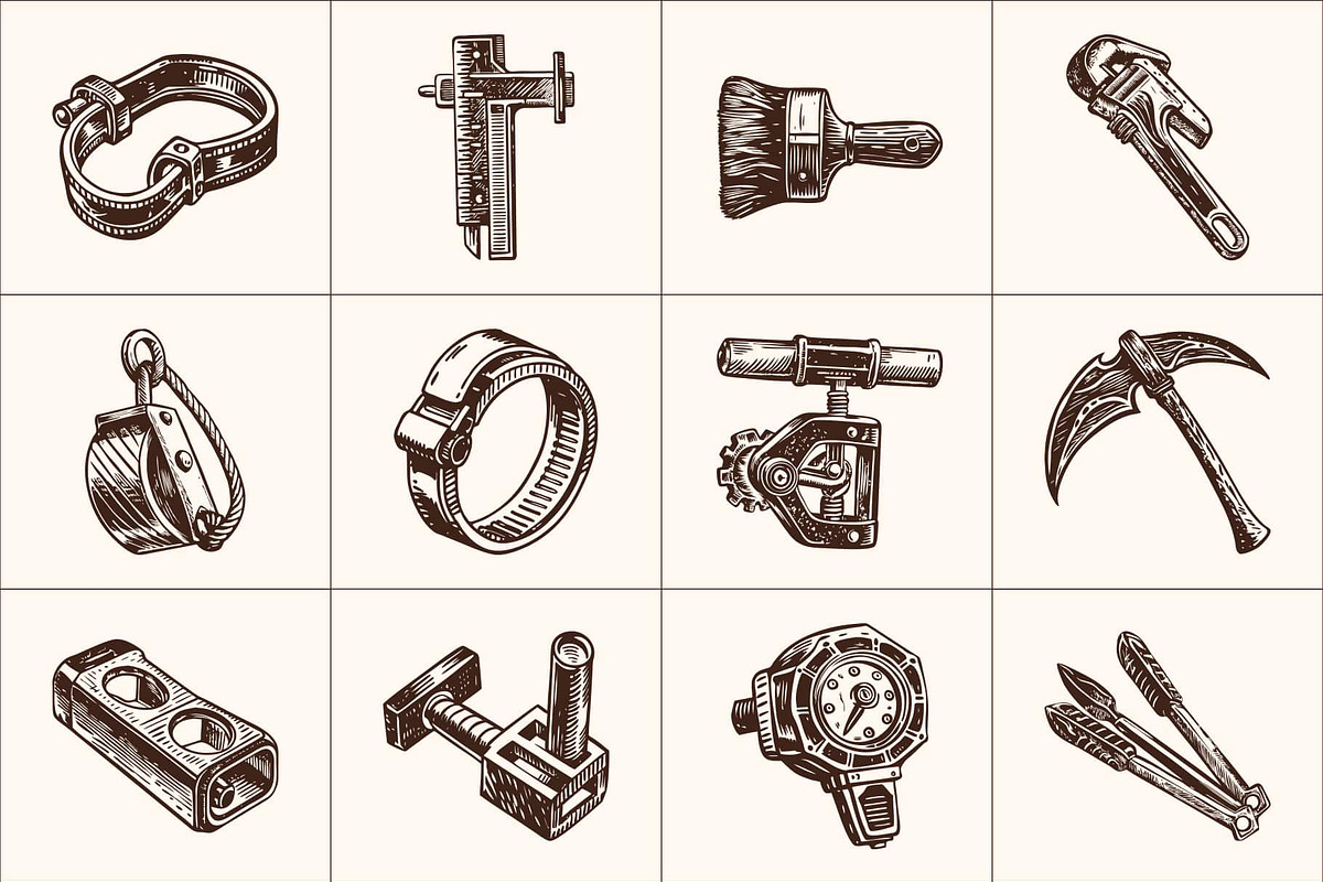 Vintage Tools Illustration Set, an Object Illustration by Prosymbols (Photo 8 of 8)