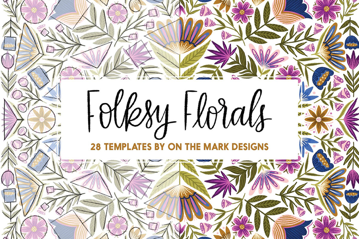 Folksy Florals Design Bundle, a Texture Illustration by On the Mark Designs (Photo 2 of 11)