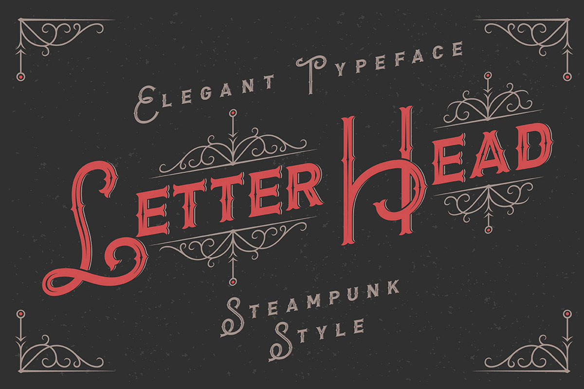 Letterhead typeface with ornate