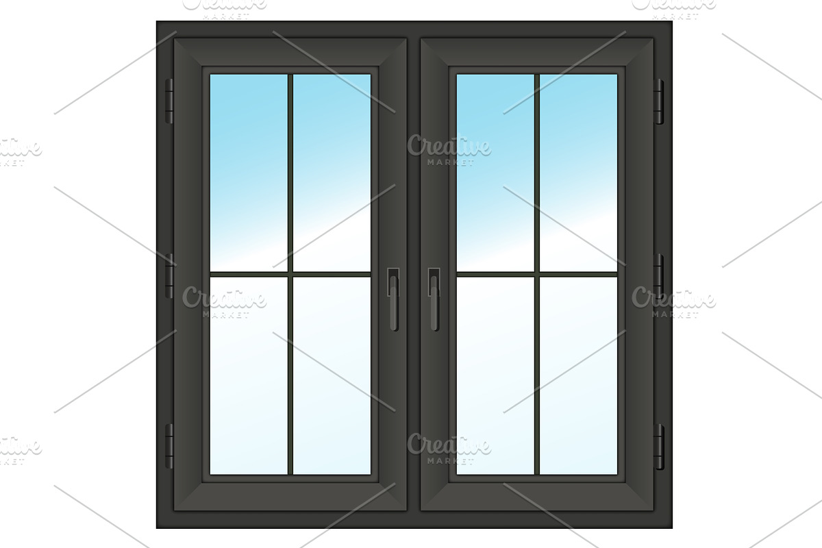 dark closed double window, an Object Illustration by piter.goskov