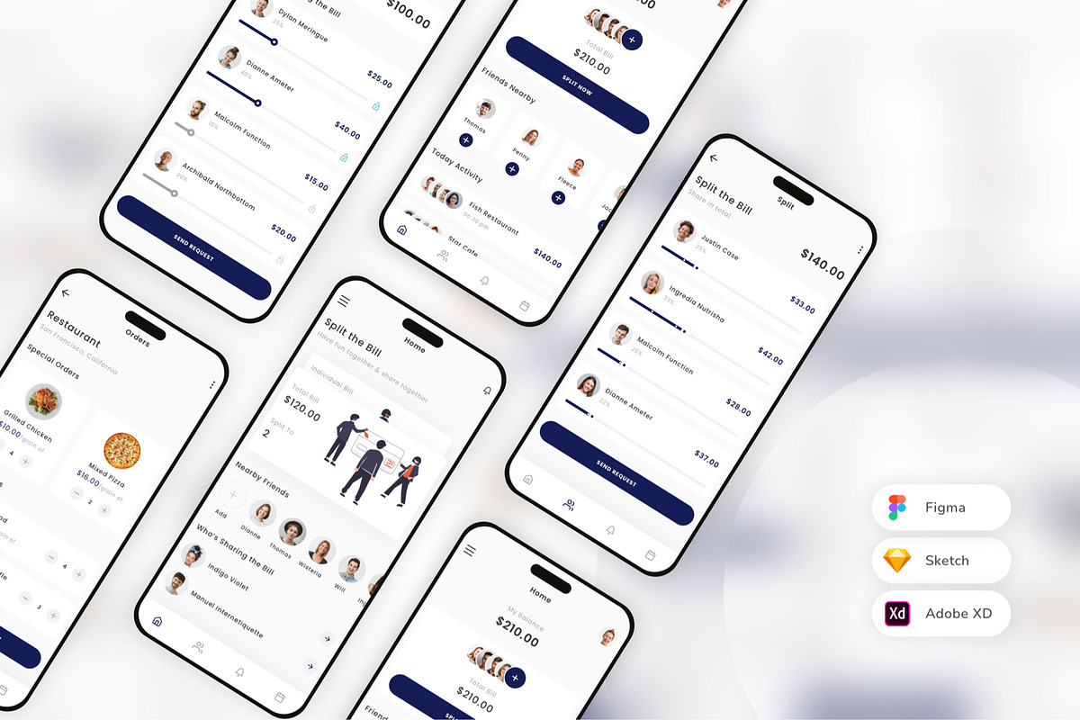Payment & Bill Split App UI Kit, an UI Kit Template by uicube