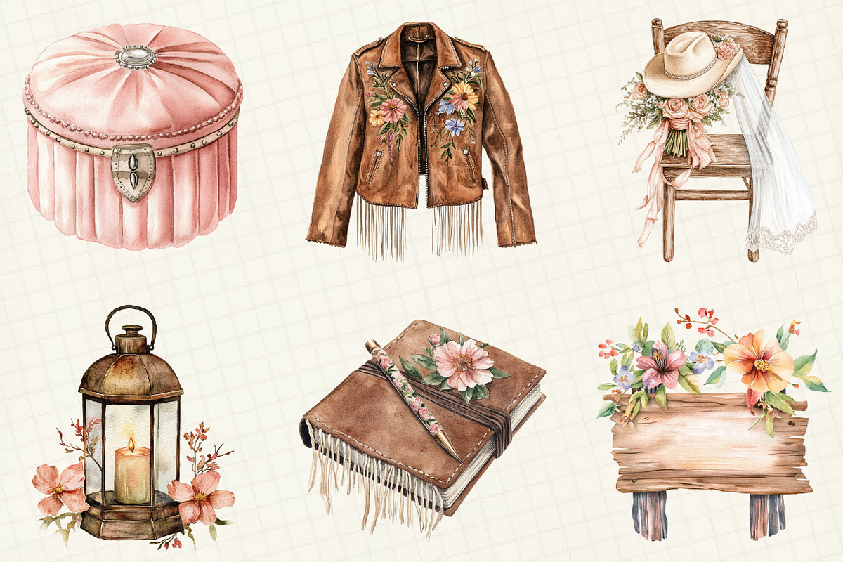 Western Boho Wedding Clipart, an Illustration by OK Design (Photo 4 of 5)