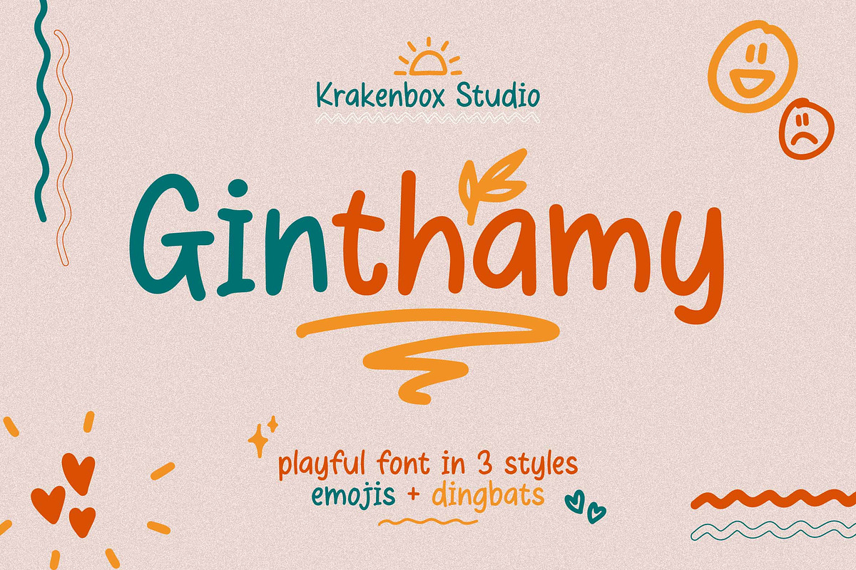 Ginthamy - Playful Font, a Font by Krakenbox Studio (Photo 1 of 15)