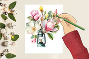 Watercolor Magnolia Flower Clipart B, an Illustration by SVGArt (Thumbnail 8 of 9)