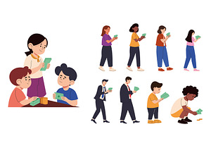 People with Money Illustration Set, a Templates & Theme by studiogstock