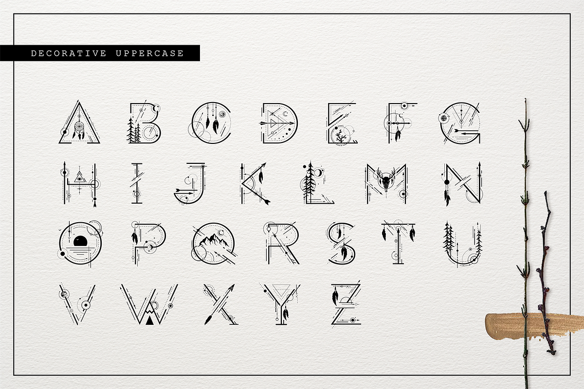 Totem. Mystical Font. Line Art Style preview 3
