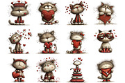 Quirky Valentines Cats Clipart, an Illustration by Designking (Thumbnail 3 of 5)