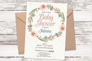 Wreath watercolor invite template 19