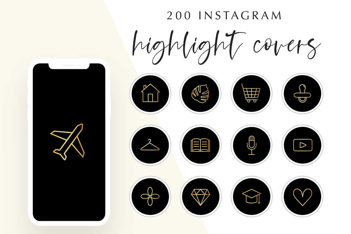 200 Instagram Story Highlight Icons, a Social Media Template by Blog&Glow (Photo 1 of 4)