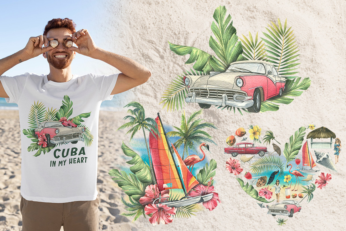 Cuba beach holiday watercolor, a Transportation Illustration by NATASHA CHU (Photo 4 of 21)