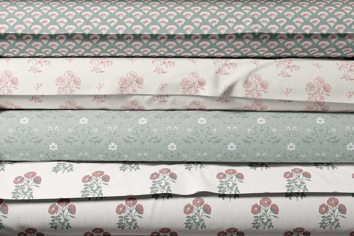 Farmhouse BlockPrint Floral Patterns, a Pattern Graphic by Mieken Petra Designs (Photo 3 of 4)