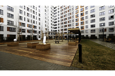 Beautiful courtyard of a new multi, an Architecture Photo by Media Whale Stock