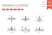 170 Color Landmarks lllustration, an Outline Icon by Dinosoftlabs (Thumbnail 1 of 2)