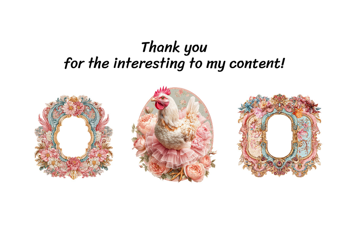 Pink & Cream Vintage Rococo Clipart, a Decorative Illustration by InkyQueenArt (Photo 5 of 6)
