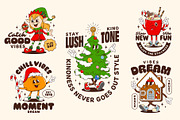 Christmas groovy characters retro, an Illustration by Buch&Bee (Thumbnail 3 of 3)