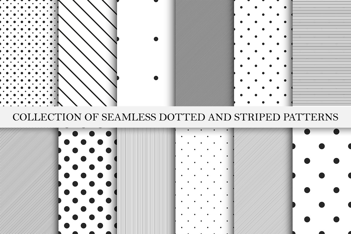 B&W dot striped seamless patterns, a Pattern Graphic by ExpressShop (Photo 1 of 5)