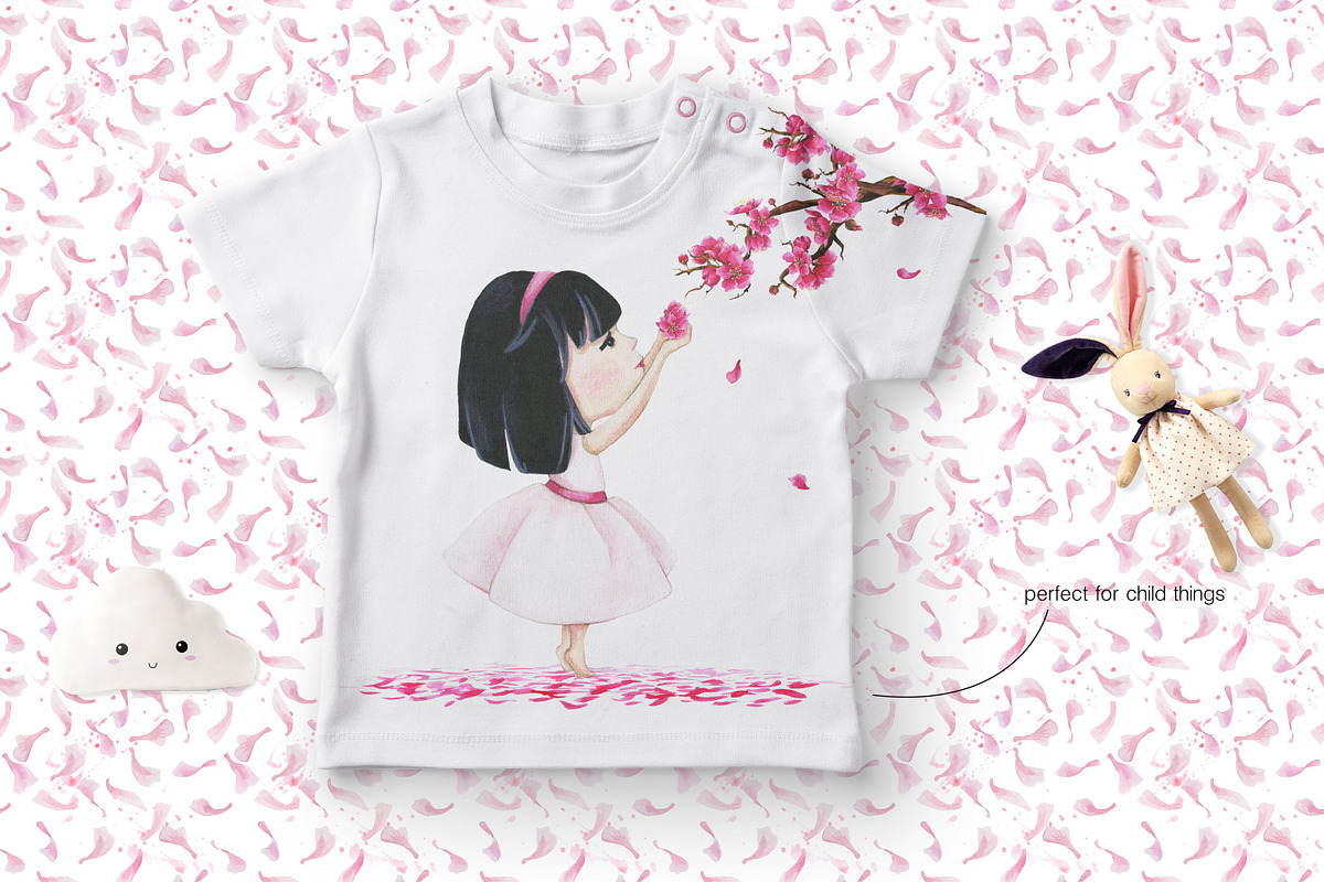 Pink Dreams of Sakura-watercolor set, a Texture Illustration by Satika (Photo 6 of 12)