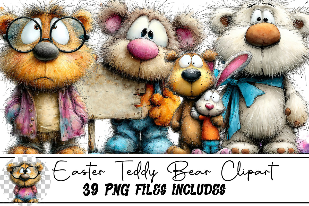 Easter Teddy Bear Clipart, an Illustration by DreamArtGraphic (Photo 1 of 5)