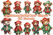 Christmas Teddy Bear Clipart,Xmas, an Animal Illustration by vivastarkids (Thumbnail 1 of 4)