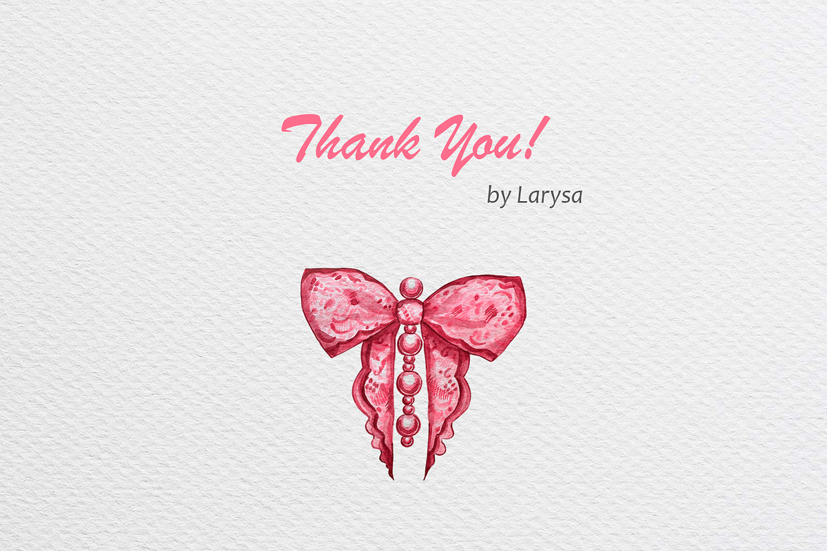 Heart Bows Ribbon Watercolor Clipart, a Decorative Illustration by Fresh art by Larysa (Photo 13 of 13)