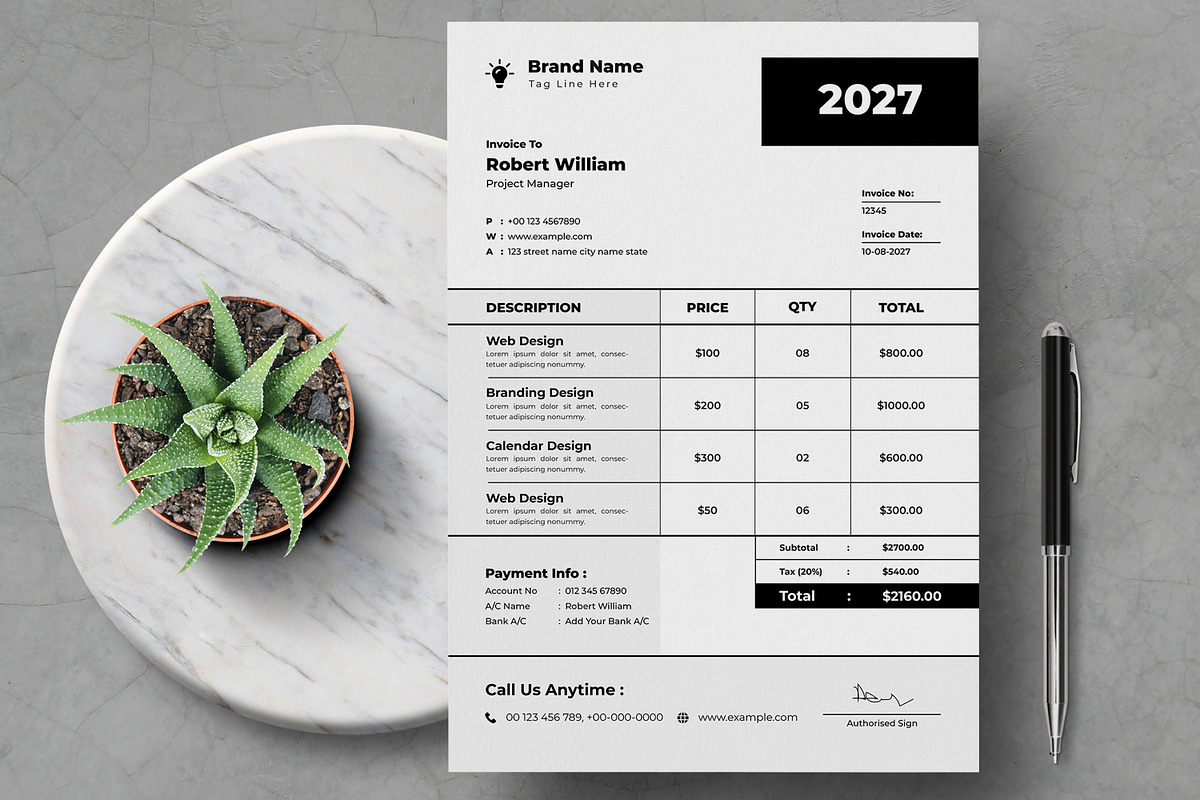 Invoice Template, a Stationery Template by MightyDesign (Photo 1 of 8)