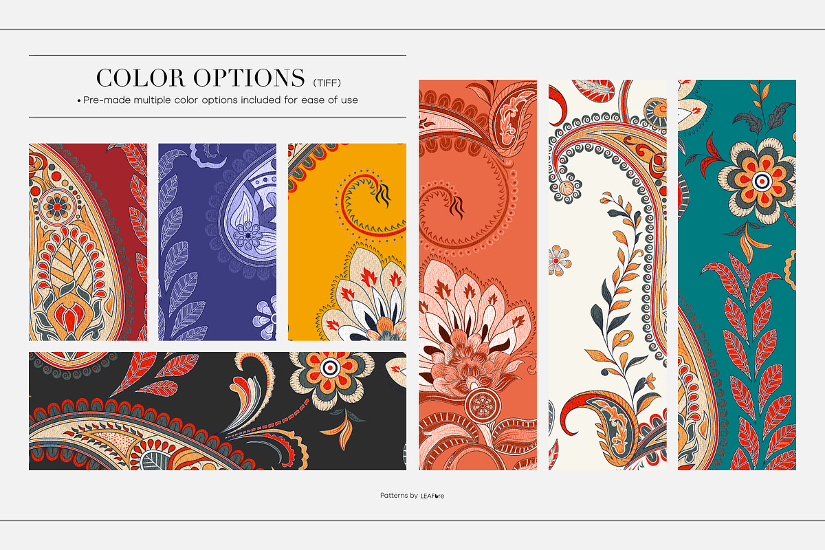TAZLEEN Hand Drawn Paisley Prints, a Pattern Graphic by LEAFure (Photo 2 of 11)