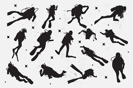 Scuba diving Silhouettes set