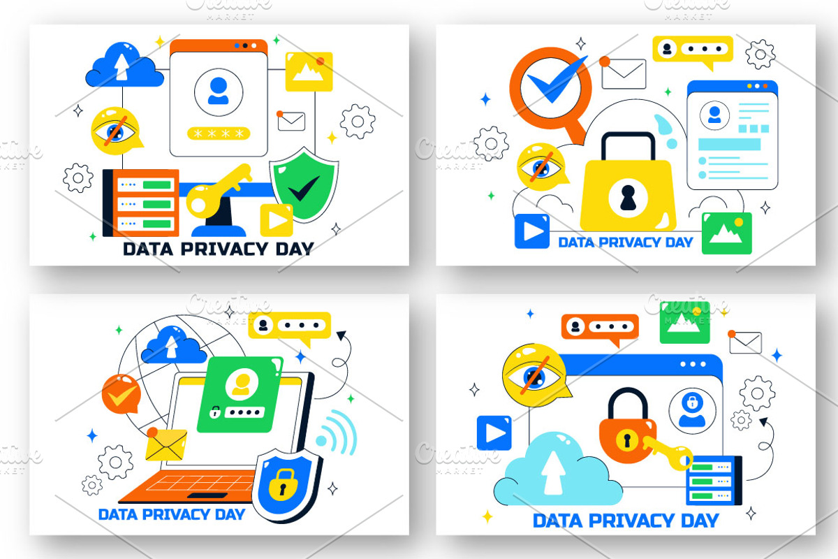 10 Data Privacy Vector Illustration, a Person Illustration by denayunebgt (Photo 2 of 4)
