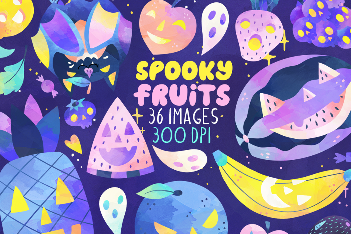 Spooky Fruits Clipart, a Seasonal Illustration by DigitalArtsi (Photo 1 of 4)