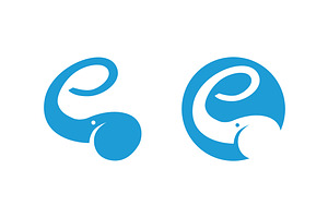 Elephant logo showing letter e