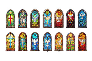 Cartoon stained glass windows, an Illustration by Stock-Smart-Start