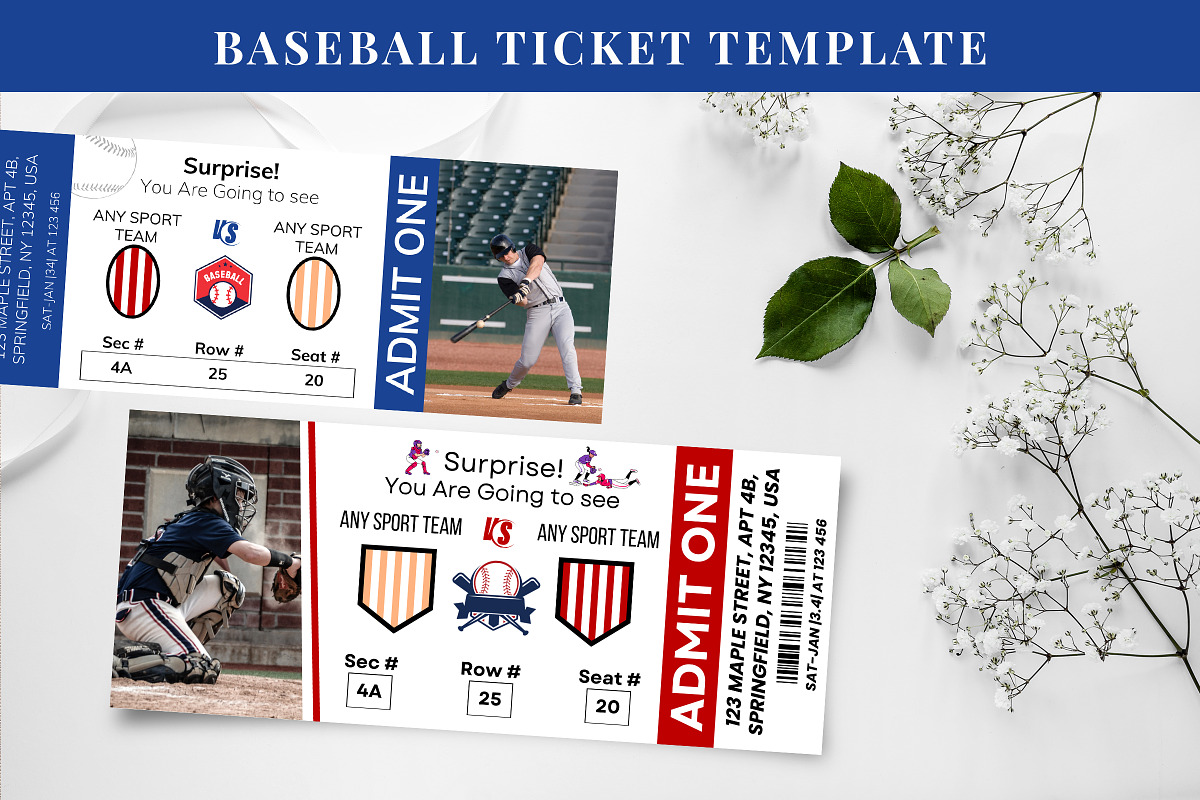 Baseball Ticket Canva Template PDF, a Card Template by Snapybiz (Photo 3 of 10)