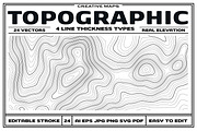 24 Vector Topographic Maps, a Texture Illustration by RDShop (Thumbnail 1 of 6)