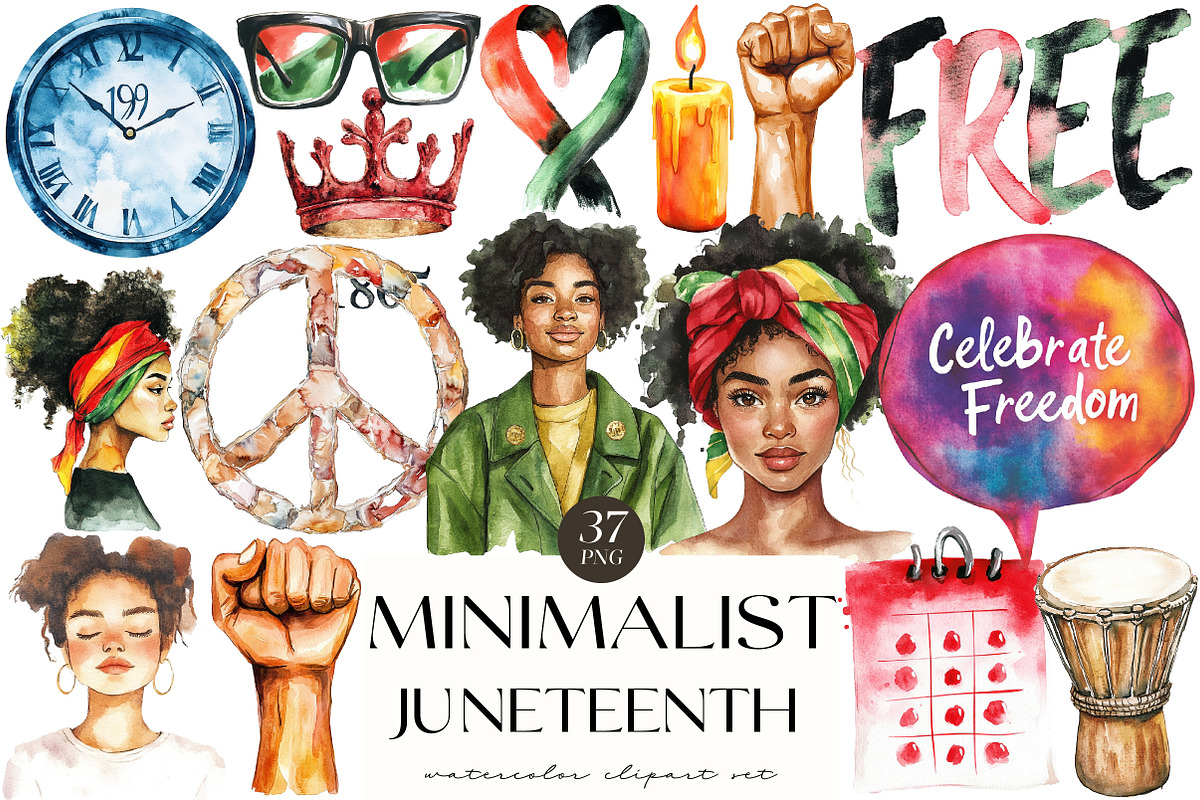 Minimalist Juneteenth Clipart, an Illustration by OK Design (Photo 1 of 5)