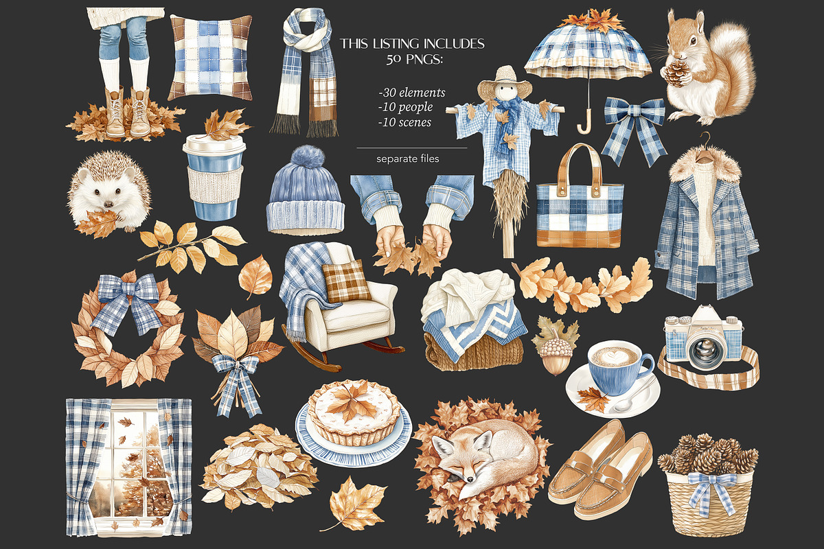 Fall Clipart | Cozy Autumn Elegant, a Seasonal Illustration by GlamArtZhanna (Photo 6 of 8)