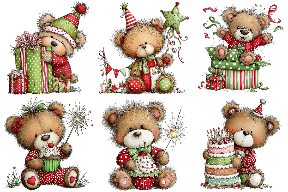 Whimsical Birthday Teddy Bear PNG, an Illustration by Craft Nest (Photo 5 of 11)