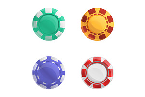 Poker Chip Icons Set Cartoon Vector