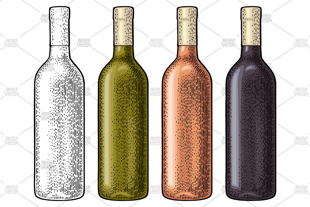 Wine bottle engrave illustration, a Food Illustration by MoreVector (Photo 3 of 3)