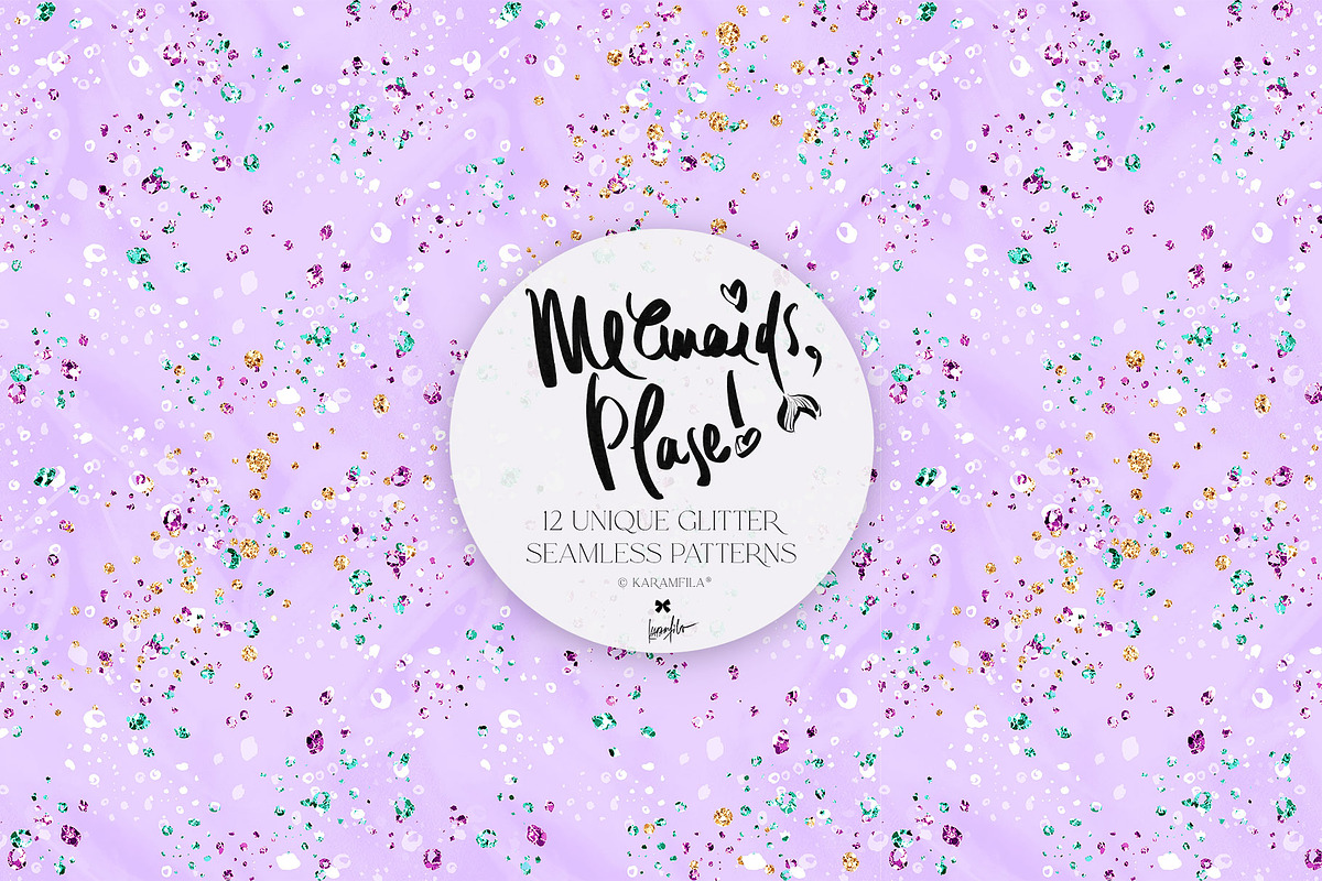 Mermaid Glitter Seamless Patterns, a Texture Graphic by KaramfilaS (Photo 4 of 15)