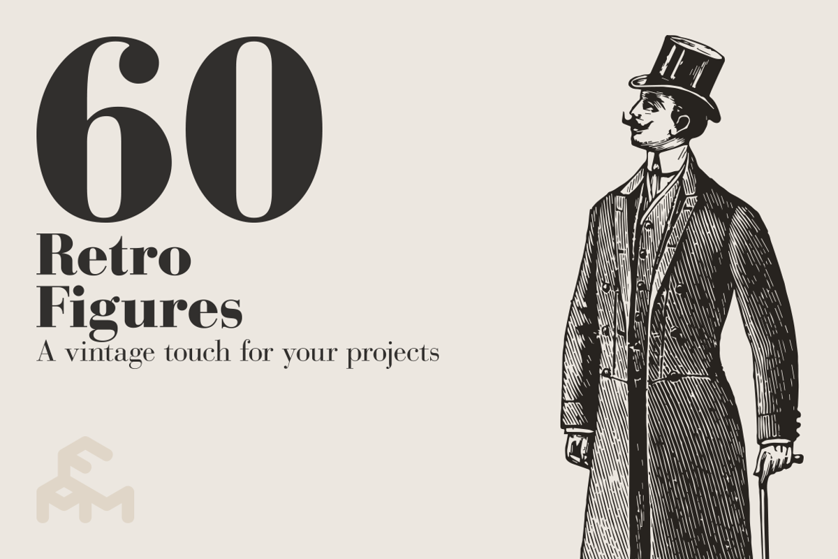 60 Retro Figures, an Illustration by MARTINI Type Designer (Photo 1 of 2)