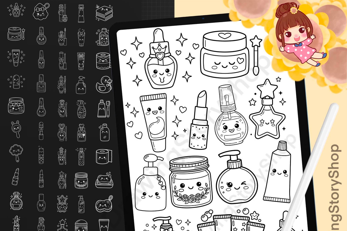 170 Kawaii Skincare Procreate Stamps, a Brush Add-On by DrawingStoryShop (Photo 1 of 6)