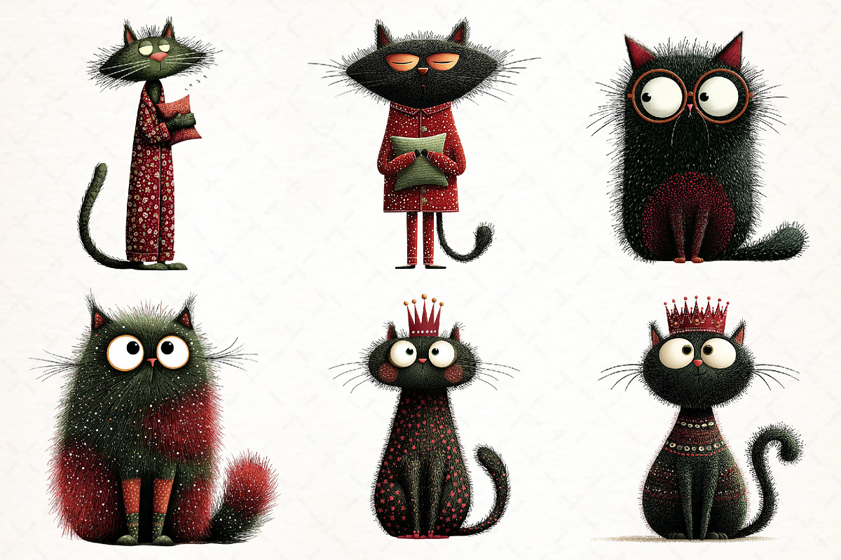 Whimsical Quirky Cat Clipart, an Illustration by Libby Wishes (Photo 8 of 9)