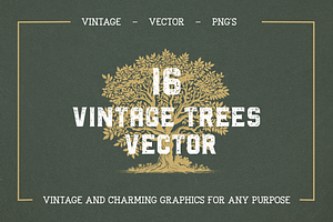 16 Vintage Vector Trees Collection, an Illustration by elliazidi.designs